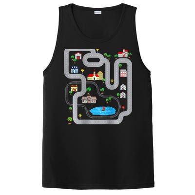 Playmat Train Car Race Track Printed On Back Road Funny Kids PosiCharge Competitor Tank