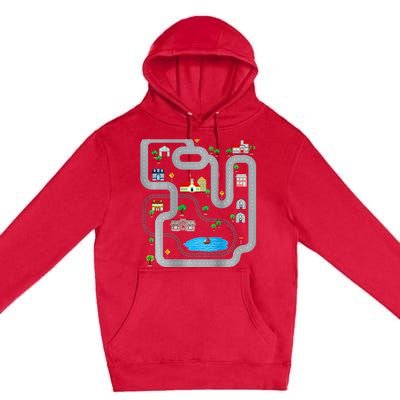 Playmat Train Car Race Track Printed On Back Road Funny Kids Premium Pullover Hoodie