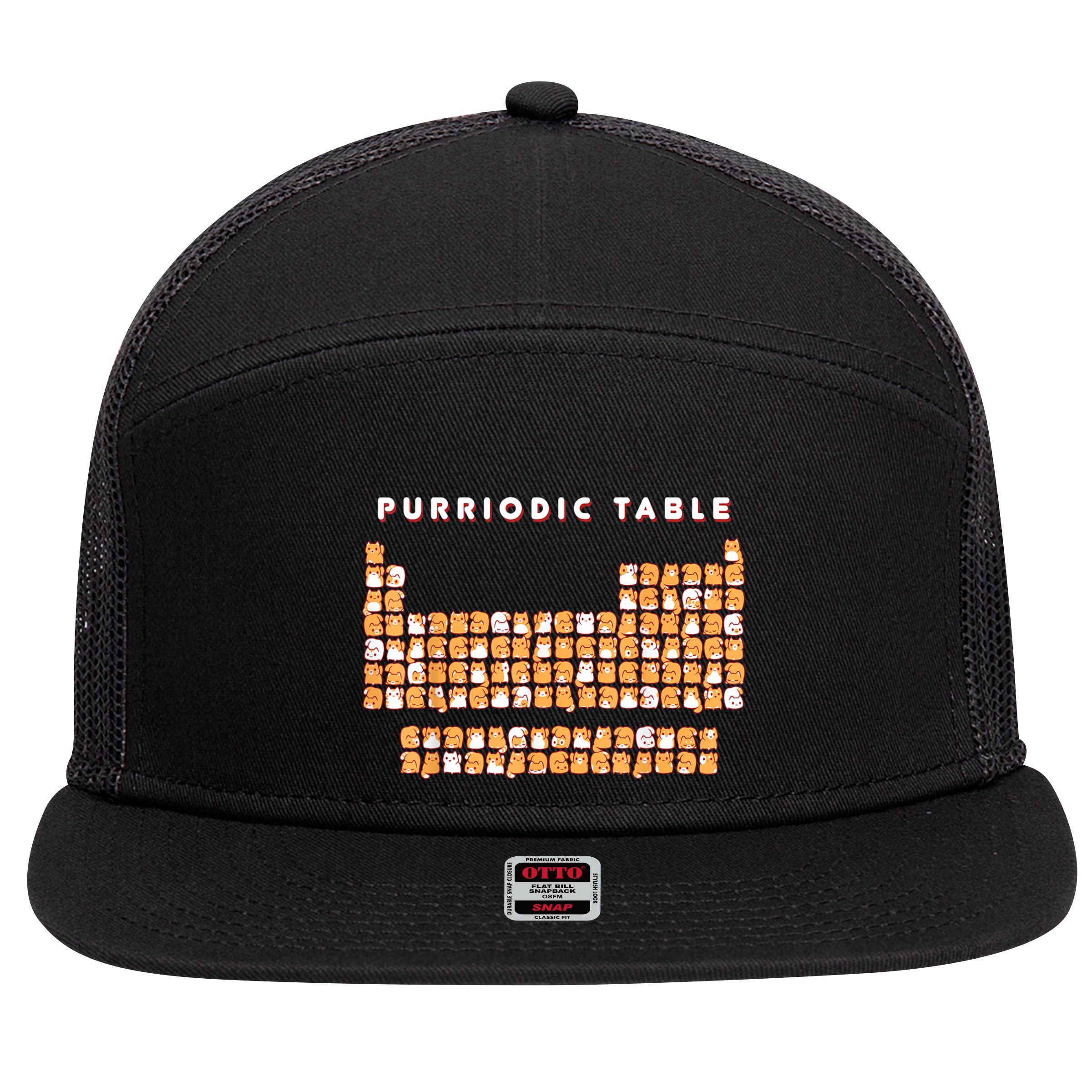 Purriodic Table Cat Funny 7 Panel Mesh Trucker Snapback Hat