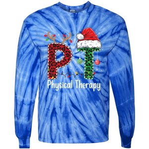 Physical Therapy Christmas Santa Hat Pt Therapist Xmas Cool Gift Tie-Dye Long Sleeve Shirt