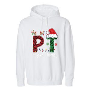 Physical Therapy Christmas Santa Hat Pt Therapist Xmas Cool Gift Garment-Dyed Fleece Hoodie