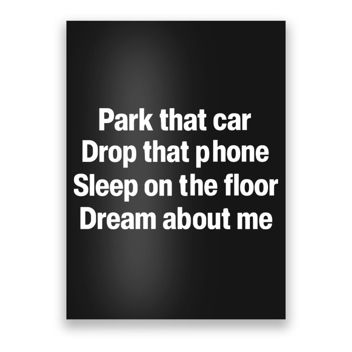 Park That Car Drop That Phone Sleep On The Floor Dream About Me Poster