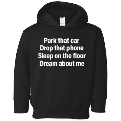 Park That Car Drop That Phone Sleep On The Floor Dream About Me Toddler Hoodie