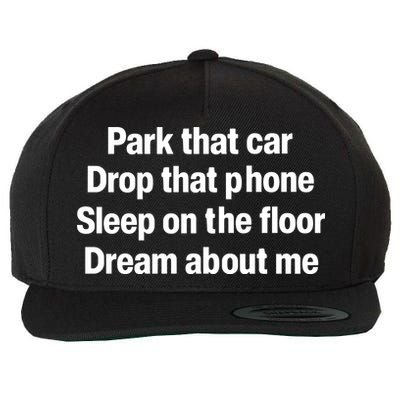 Park That Car Drop That Phone Sleep On The Floor Dream About Me Wool Snapback Cap