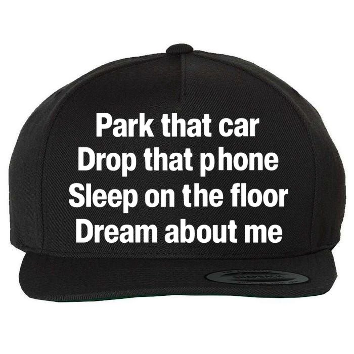 Park That Car Drop That Phone Sleep On The Floor Dream About Me Wool Snapback Cap