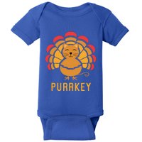 Purrkey Turkey Cat Pun Funny Thanksgiving Cat Lover Baby Bodysuit