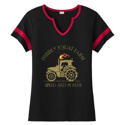 perfect tractor design diddly squat farm speed and power Ladies Halftime Notch Neck Tee