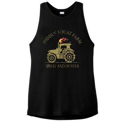 perfect tractor design diddly squat farm speed and power Ladies PosiCharge Tri-Blend Wicking Tank