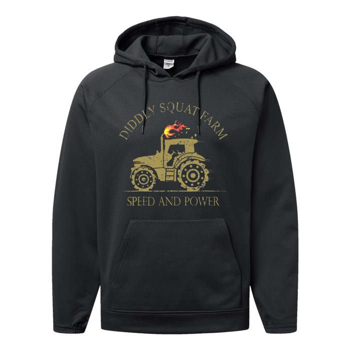 perfect tractor design diddly squat farm speed and power Performance Fleece Hoodie