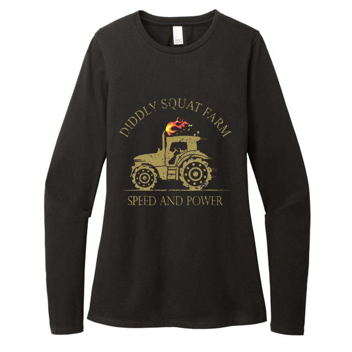 perfect tractor design diddly squat farm speed and power Womens CVC Long Sleeve Shirt