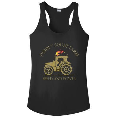 perfect tractor design diddly squat farm speed and power Ladies PosiCharge Competitor Racerback Tank