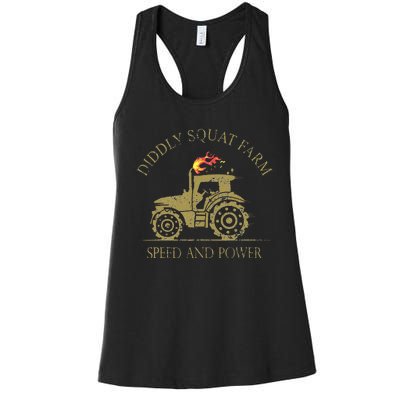 perfect tractor design diddly squat farm speed and power Women's Racerback Tank