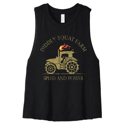 perfect tractor design diddly squat farm speed and power Women's Racerback Cropped Tank