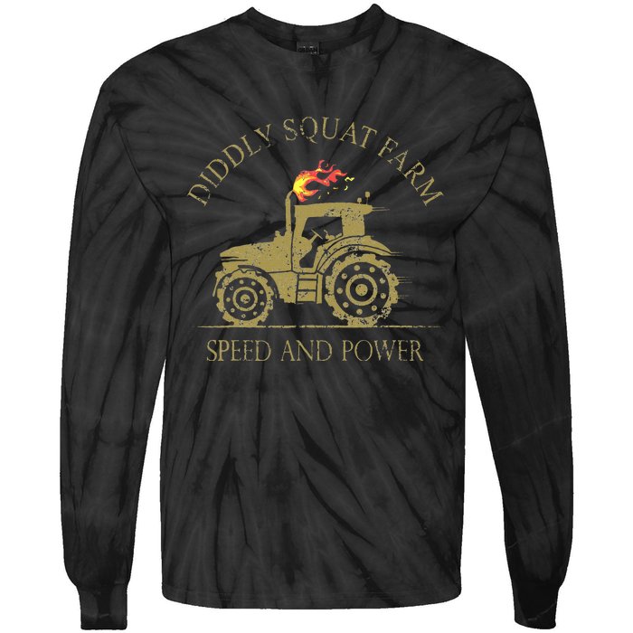 perfect tractor design diddly squat farm speed and power Tie-Dye Long Sleeve Shirt