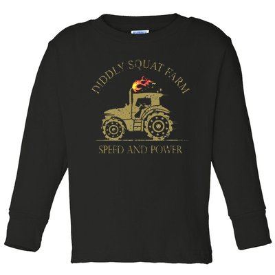 perfect tractor design diddly squat farm speed and power Toddler Long Sleeve Shirt