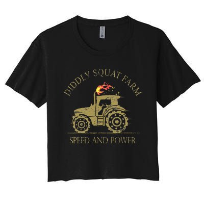 perfect tractor design diddly squat farm speed and power Women's Crop Top Tee