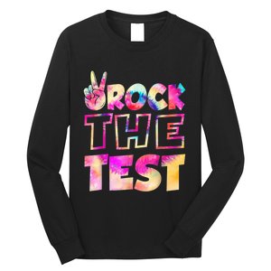 Peace Tie Dye Rock The Test Happy Testing Day Teacher Lover Long Sleeve Shirt