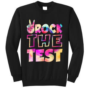 Peace Tie Dye Rock The Test Happy Testing Day Teacher Lover Sweatshirt