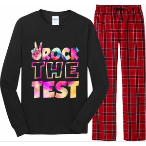 Peace Tie Dye Rock The Test Happy Testing Day Teacher Lover Long Sleeve Pajama Set