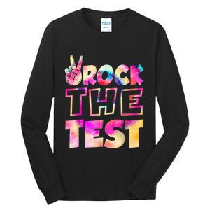 Peace Tie Dye Rock The Test Happy Testing Day Teacher Lover Tall Long Sleeve T-Shirt