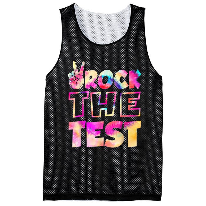 Peace Tie Dye Rock The Test Happy Testing Day Teacher Lover Mesh Reversible Basketball Jersey Tank