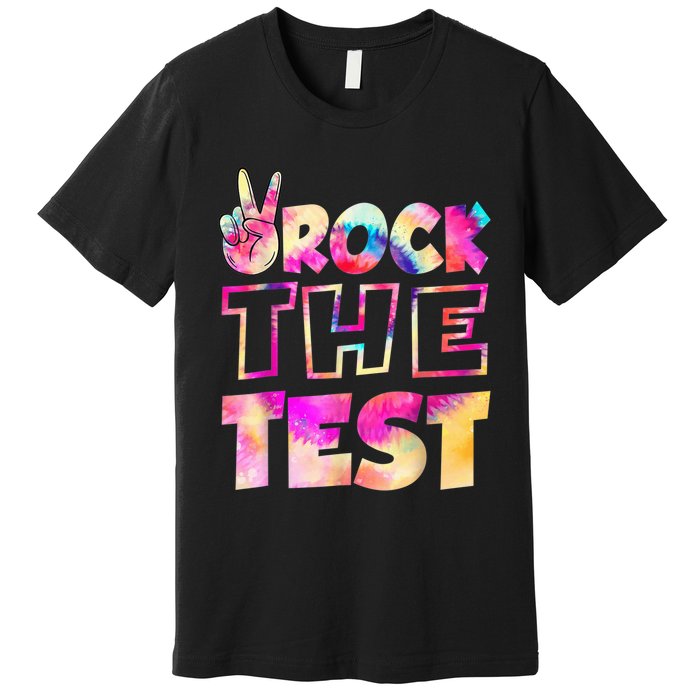 Peace Tie Dye Rock The Test Happy Testing Day Teacher Lover Premium T-Shirt