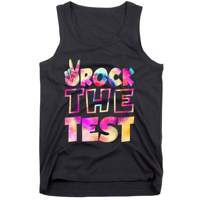 Peace Tie Dye Rock The Test Happy Testing Day Teacher Lover Tank Top