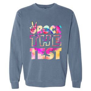 Peace Tie Dye Rock The Test Happy Testing Day Teacher Lover Garment-Dyed Sweatshirt