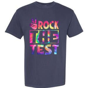 Peace Tie Dye Rock The Test Happy Testing Day Teacher Lover Garment-Dyed Heavyweight T-Shirt