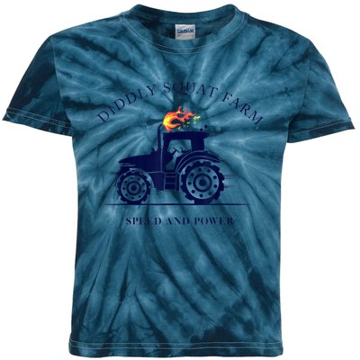 Perfect Tractor Design Diddly Squat Farm Speed And Power Kids Tie-Dye T-Shirt