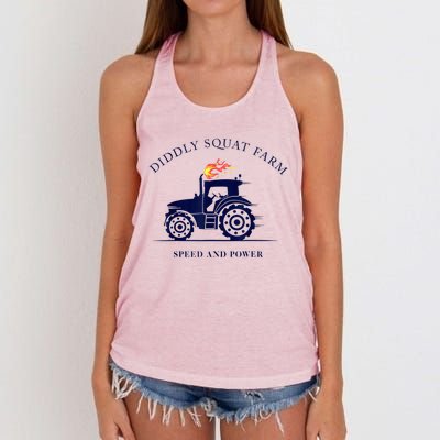 Perfect Tractor Design Diddly Squat Farm Speed And Power Women's Knotted Racerback Tank