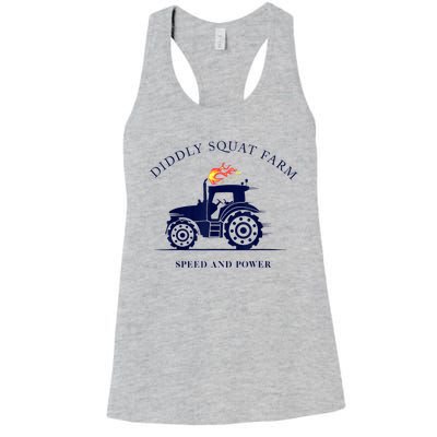 Perfect Tractor Design Diddly Squat Farm Speed And Power Women's Racerback Tank