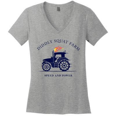 Perfect Tractor Design Diddly Squat Farm Speed And Power Women's V-Neck T-Shirt