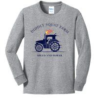 Perfect Tractor Design Diddly Squat Farm Speed And Power Kids Long Sleeve Shirt