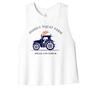 Perfect Tractor Design Diddly Squat Farm Speed And Power Women's Racerback Cropped Tank