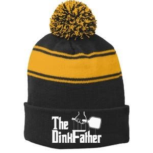 Pickleball The Dinkfather funny sport lovers  Stripe Pom Pom Beanie