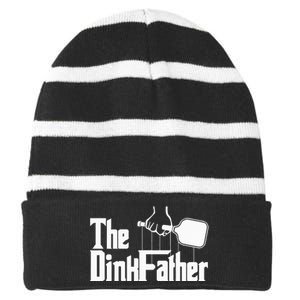 Pickleball The Dinkfather funny sport lovers  Striped Beanie with Solid Band