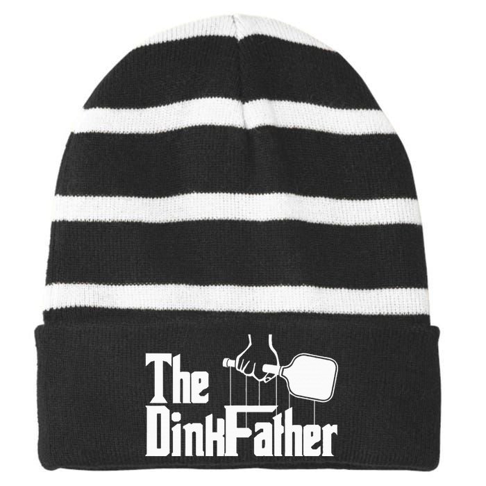 Pickleball The Dinkfather funny sport lovers  Striped Beanie with Solid Band