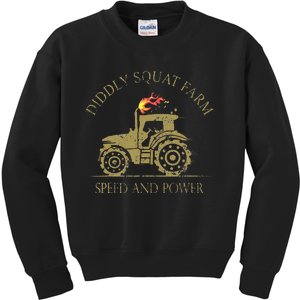 Perfect Tractor Design Diddly Squat Farm Speed And Power Kids Sweatshirt