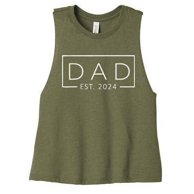 Promoted To Daddy Est 2024 FatherS Day First Time Dad 2024 Women's Racerback Cropped Tank