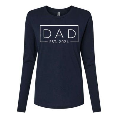 Promoted To Daddy Est 2024 FatherS Day First Time Dad 2024 Womens Cotton Relaxed Long Sleeve T-Shirt