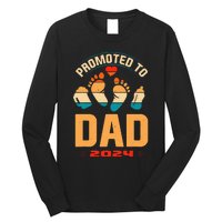 Promoted To Daddy 2024 Vintage Soon To Be New Dad Father Day Long Sleeve Shirt