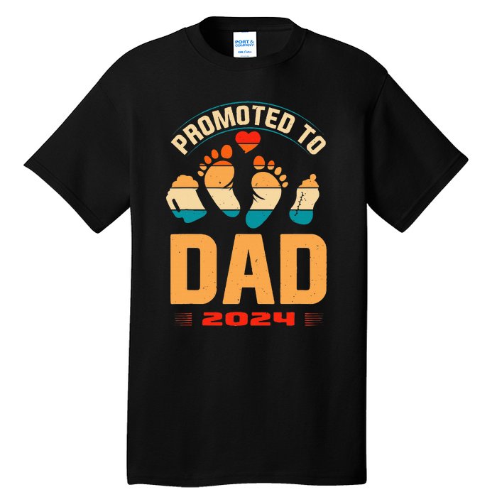 Promoted To Daddy 2024 Vintage Soon To Be New Dad Father Day Tall T-Shirt