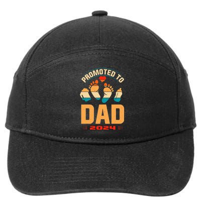 Promoted To Daddy 2024 Vintage Soon To Be New Dad Father Day 7-Panel Snapback Hat