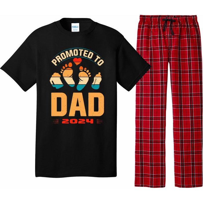 Promoted To Daddy 2024 Vintage Soon To Be New Dad Father Day Pajama Set