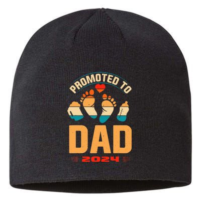 Promoted To Daddy 2024 Vintage Soon To Be New Dad Father Day Sustainable Beanie