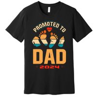 Promoted To Daddy 2024 Vintage Soon To Be New Dad Father Day Premium T-Shirt