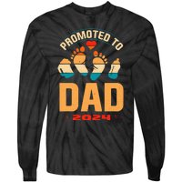 Promoted To Daddy 2024 Vintage Soon To Be New Dad Father Day Tie-Dye Long Sleeve Shirt