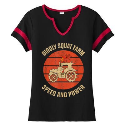 Perfect Tractor Design Diddly Squat Farm Speed And Power Ladies Halftime Notch Neck Tee