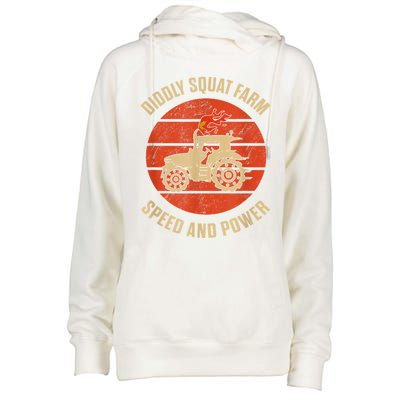 Perfect Tractor Design Diddly Squat Farm Speed And Power Womens Funnel Neck Pullover Hood